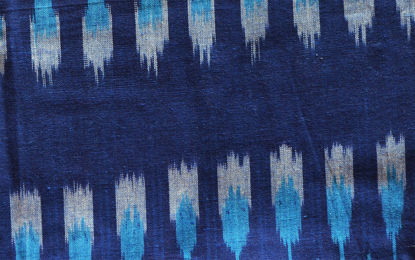 Picture of "Royal Blue, White and Sky Blue Ikkat Cotton Fabric"