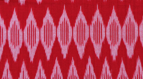 Picture of Red and White Ikkat Cotton Fabric
