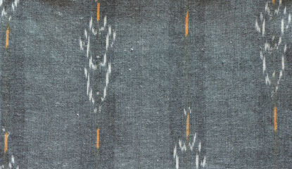 Picture of "Grey, White and Orange Ikkat Cotton Fabric"