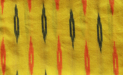 Picture of "Yellow, Orange and Dark Green Ikkat Cotton Fabric"