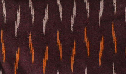 Picture of "Maroon, Ivory White and Mustard Yellow Ikkat Cotton Fabric"
