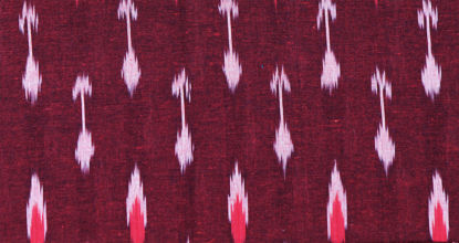 Picture of "Maroon, Peach and Brick Red Ikkat Cotton Fabric"