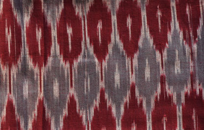 Picture of "Maroon, Grey and White Ikkat Cotton Fabric"