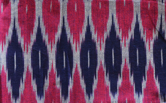 Picture of "Purple, White and Navy Blue Ikkat Cotton Fabric"