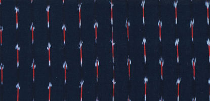 Picture of "Black, Ivory White and Red Ikkat Cotton Fabric"