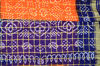 Picture of Orange and Violet Checks Tie and Dye Bandhani Cotton Saree