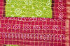 Picture of Mehandi Green and Red Checks Tie and Dye Bandhani Cotton Saree