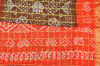 Picture of Brown and Orange Checks Tie and Dye Bandhani Cotton Saree