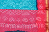 Picture of Peacock Blue Peach Tie and Dye Bandhani Cotton Saree Gadwal Border