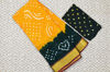 Picture of Yellow and Bottle Green Tie and Dye Bandhani Cotton Saree Gadwal Border