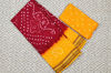 Picture of Red and Yellow Tie and Dye Bandhani Cotton Saree Gadwal Border