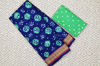 Picture of Royal Blue and Green Tie and Dye Bandhani Cotton Saree with Border