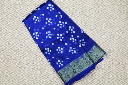 Picture of Royal Blue Tie and Dye Bandhani Art Silk Saree with Zari Border