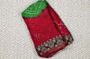 Picture of Dark Green and Maroon Tie and Dye Bandhani Art Silk Saree with Zari Border