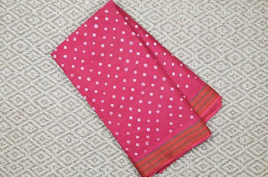 Picture of Peach Tie and Dye Bandhani Cotton Saree with Border