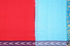 Picture of Sky Blue and Red Pochampally Cotton Dress Material