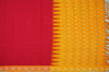 Picture of Mustard Yellow and Red Pochampally Cotton Dress Material