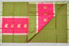 Picture of Pink and Mehandi Green 2 Piece Chanderi Silk Dress Material With Zari Butta