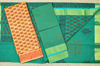 Picture of Orange and Bottle Green Handblock Print Maheshwari Silk Dress Material 