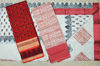 Picture of Red and Beige Handblock Print Maheshwari Silk Dress Material With Zari Border