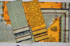 Picture of Olive Green and Mango Yellow Handblock Print Maheshwari Silk Dress Material With Zari Border
