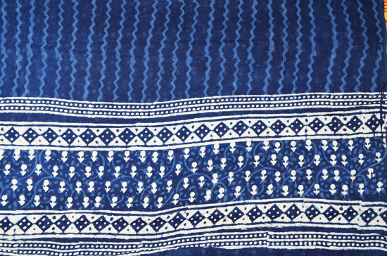 Picture of Indigo Dabu Print Malmal Cotton Dress Material