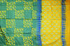 Picture of Yellow and Cyan 3 Piece Katan Silk Discharge Print Dress Material