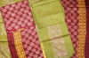 Picture of Maroon and Mehandi Green 3 Piece Katan Silk Discharge Print Dress Material