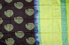 Picture of Parrot Green and Brown 3 Piece Katan Silk Discharge Print Dress Material