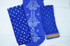 Picture of White and Royal Blue Chikankari 3 Piece Tie and Dye Bandhani Cotton Dress Material