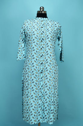 Picture of Ice Blue Rayon Printed Kurti
