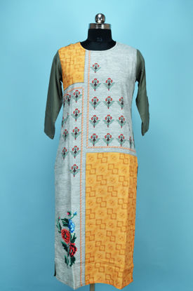 Picture of Sweet Grey and Grey Rayon Printed Kurti