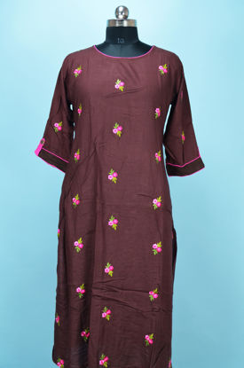 Picture of Brown Rayon Embroided Kurti