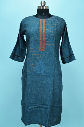 Picture of Prussian Blue Rayon Embroided Kurti