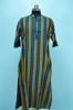Picture of Prussian Blue and Yellow Stripes Rayon Kurti