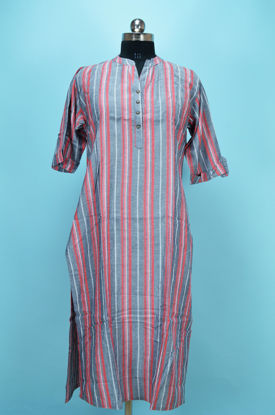 Picture of Grey and Pink Stripes Rayon Kurti