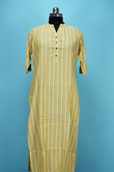 Picture of Beige and White Stripes Rayon Kurti