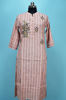 Picture of Onion Pink and White Stripes Cotton Embroided Kurti