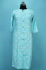 Picture of Sky Blue and White Printed Rayon Embroided Kurti