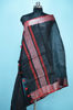 Picture of Black and Red Plain Linen Dupatta with Silver Border