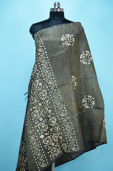 Picture of Black Batik Print Bhagalpuri Silk Dupatta
