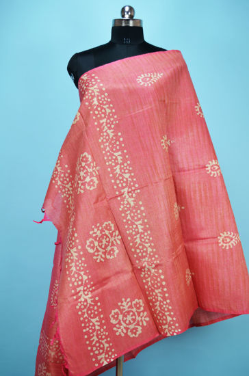 Picture of Pink Batik Print Bhagalpuri Silk Dupatta