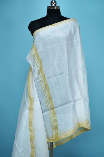 Picture of White Plain Bhagalpuri Silk Dupatta