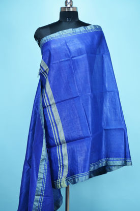 Picture of Royal Blue Plain Bhagalpuri Silk Dupatta