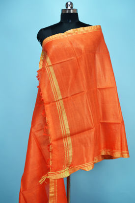 Picture of Orange Plain Bhagalpuri Silk Dupatta