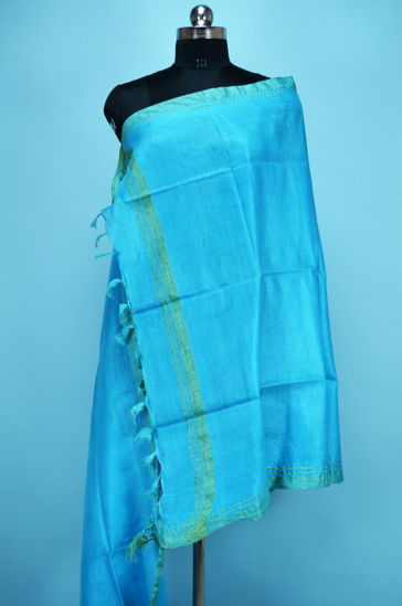 Picture of Blue Plain Bhagalpuri Silk Dupatta