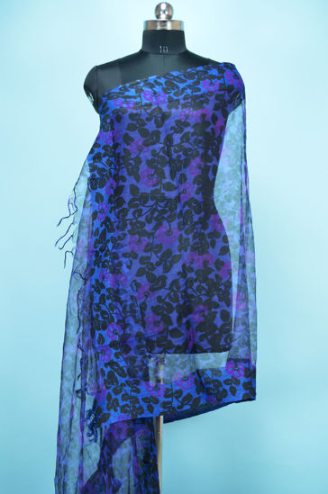 Picture of Violet and Black Floral Organza Dupatta