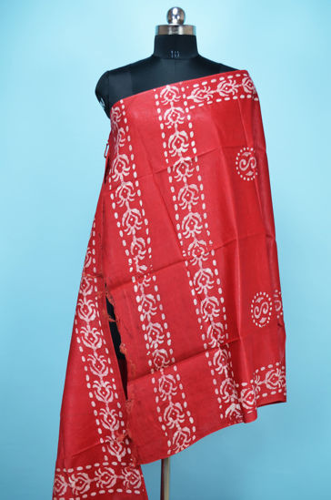 Picture of Red Batik Print Bhagalpuri Silk Dupatta
