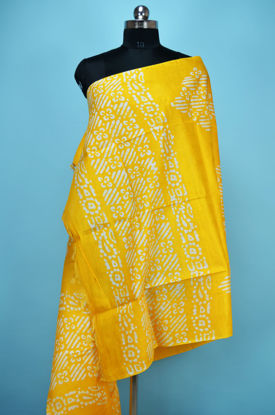 Picture of Yellow Batik Print Bhagalpuri Silk Dupatta