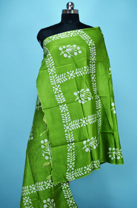 Picture of Green Batik Print Bhagalpuri Silk Dupatta